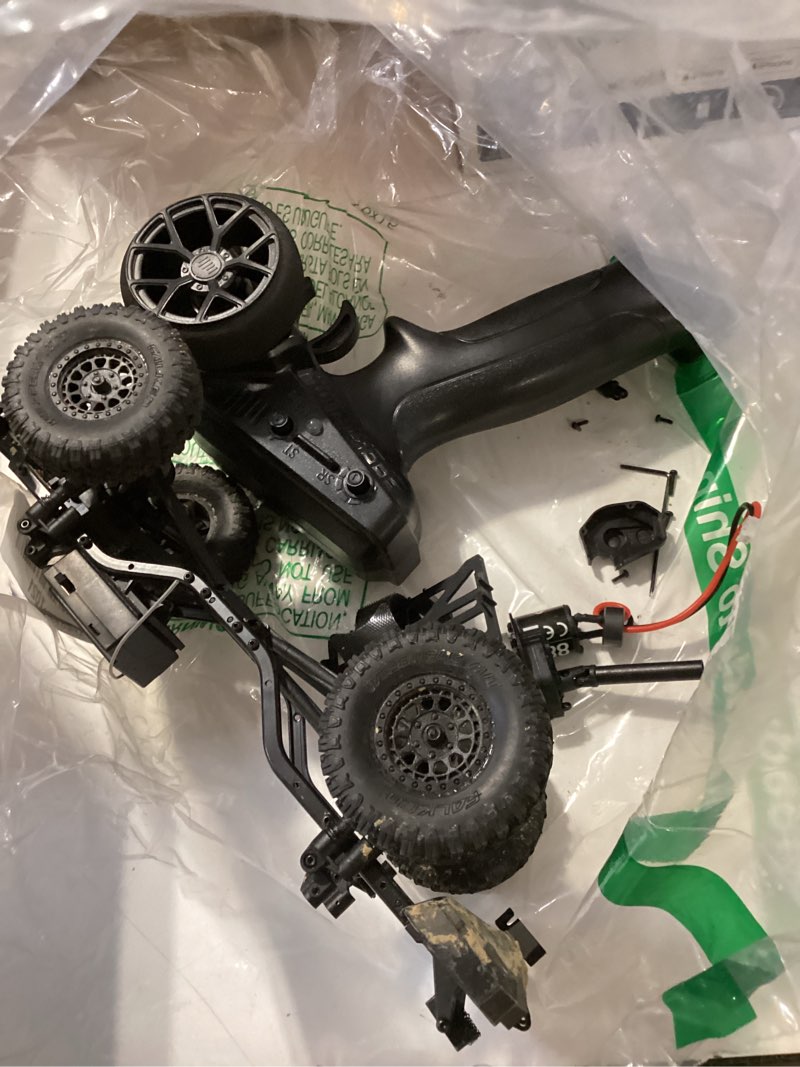 Condition photo showing As Is for axial rc truck 1/24 scx24 base camp 4x4 rock crawler brushed rtr (everything needed to run is included) - blue, axi-1219t2