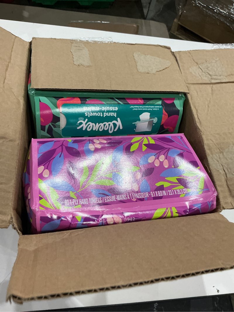 Condition photo showing Good Condition for kleenex disposable paper hand towels, 6 boxes, 60 tissues per box (360 total tissues), packaging may vary 60 towels (pack of 6) white