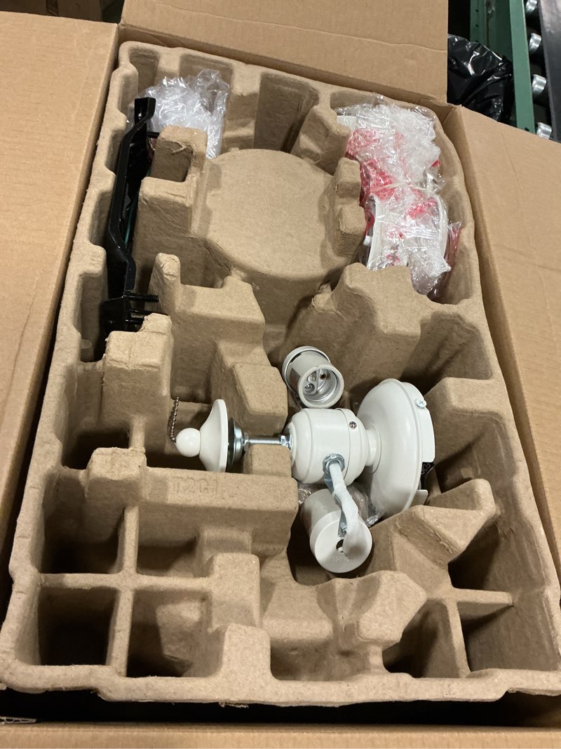 Condition photo showing As Is for Harbor Breeze Mayfield 44-in White Indoor Flush Mount Ceiling Fan with Light Kit - Product Is Brand New - Retail Packaging Maybe Opened Or Damaged