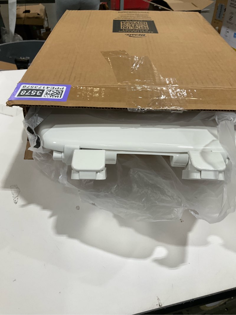 Condition photo showing As Is for mayfair little2big? round plastic toilet seat in white with sta-tite? seat fastening system? and whisper•close? hinge