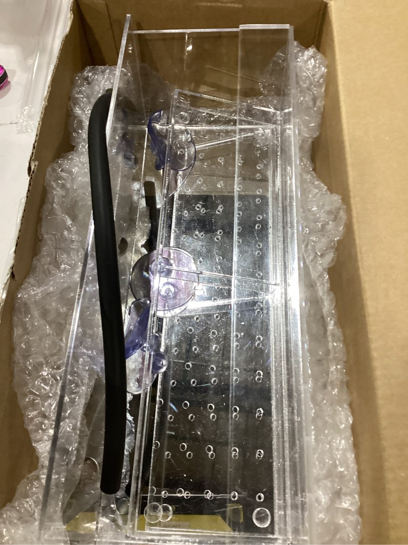 Condition photo showing As Is for one way window bird feeder for outside with 4 strong suction cups, clear acrylic wild bird house for cats viewing, large transparent window mount birdfeeder for bird lovers gift