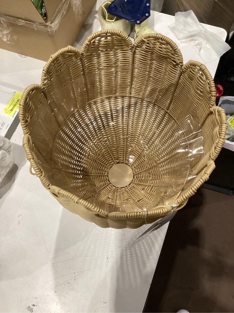 Condition photo showing Good Condition for my texas house goblet woven planter urn shape with transparent liner 8in