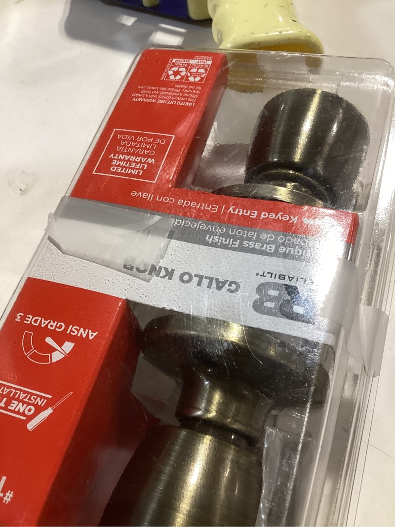 Condition photo showing As Is for reliabilt gallo antique brass exterior keyed entry door knob