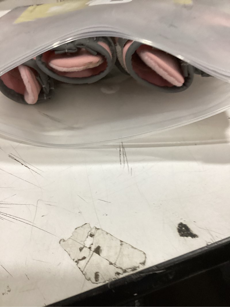 Condition photo showing Good Condition for qumy dog shoes for small dogs, puppy dog boots & paw protectors for winter snowy day, summer hot pavement, waterproof in rainy weather, ourdoor walking, indoor hardfloors skid-resistant sole pink 2 pink size 2: 1.59"x1.18"(l*w)