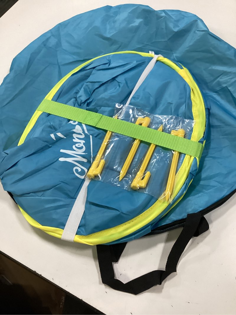 Condition photo showing Good Condition for Monobeach Baby Beach Tent Pop Up Portable Shade Pool UV Protection Sun Shelter for Infant 01 Blue Baby Beach Tent