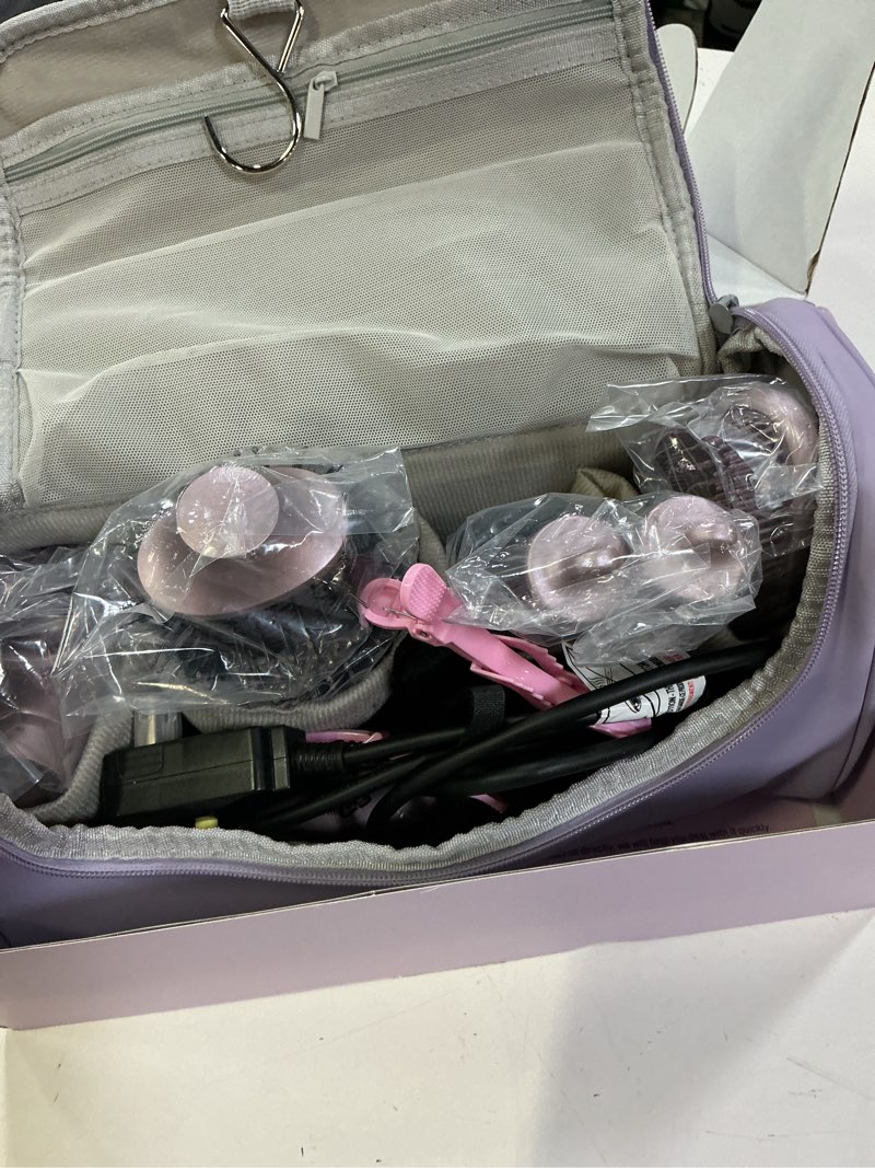 Condition photo showing New/Like New for mescomb dual voltage hair dryer brush - 5 in 1 hair styler for travel | drying, curling, straightening and volumize with auto-wrap curlers for europe & worldwide use (100v–240v) gift for women purple?dual voltage?