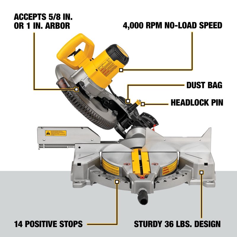 DeWalt DWS715 12" Single Bevel Compound Miter Saw 15 Amp
