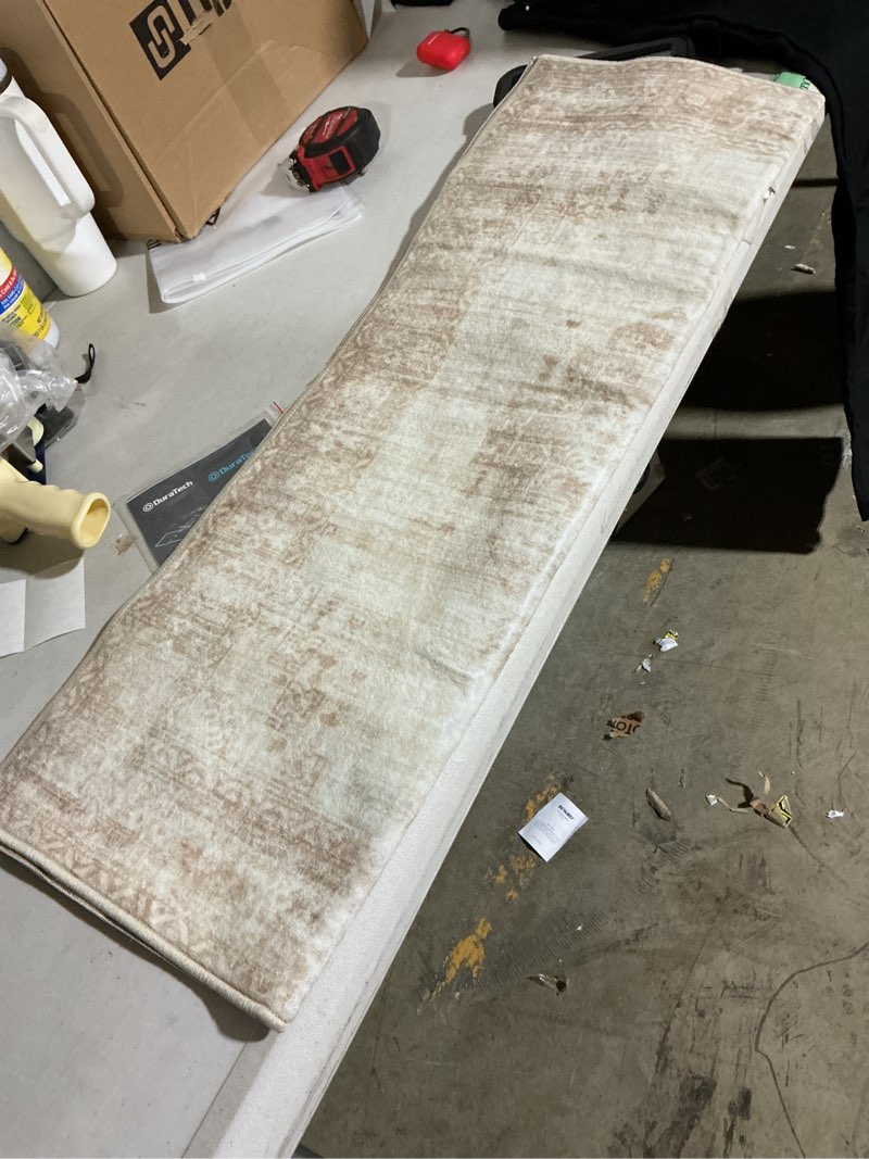 Condition photo showing Good Condition for moroccan area rug 2x3 - washable distressed entryway rug non-slip small rug, soft low-pile geometric farmhouse indoor door mat floor carpet for entrance bedroom kitchen bathroom (2 x 3, beige)