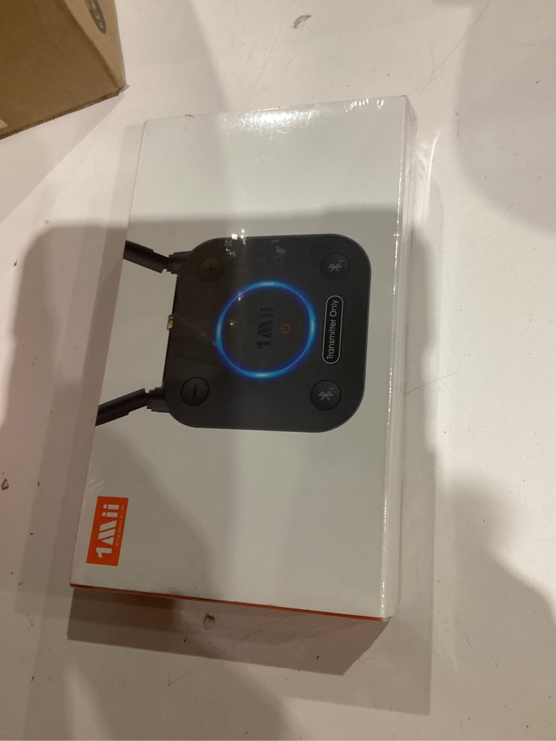 Condition photo showing New/Like New for 1mii b06tx bluetooth 5.3 transmitter for tv to wireless headphone/speaker, bluetooth adapter for tv w/volume control, aux/rca/optical/coaxial audio inputs, plug n play, aptx low latency & hd b06tx_black