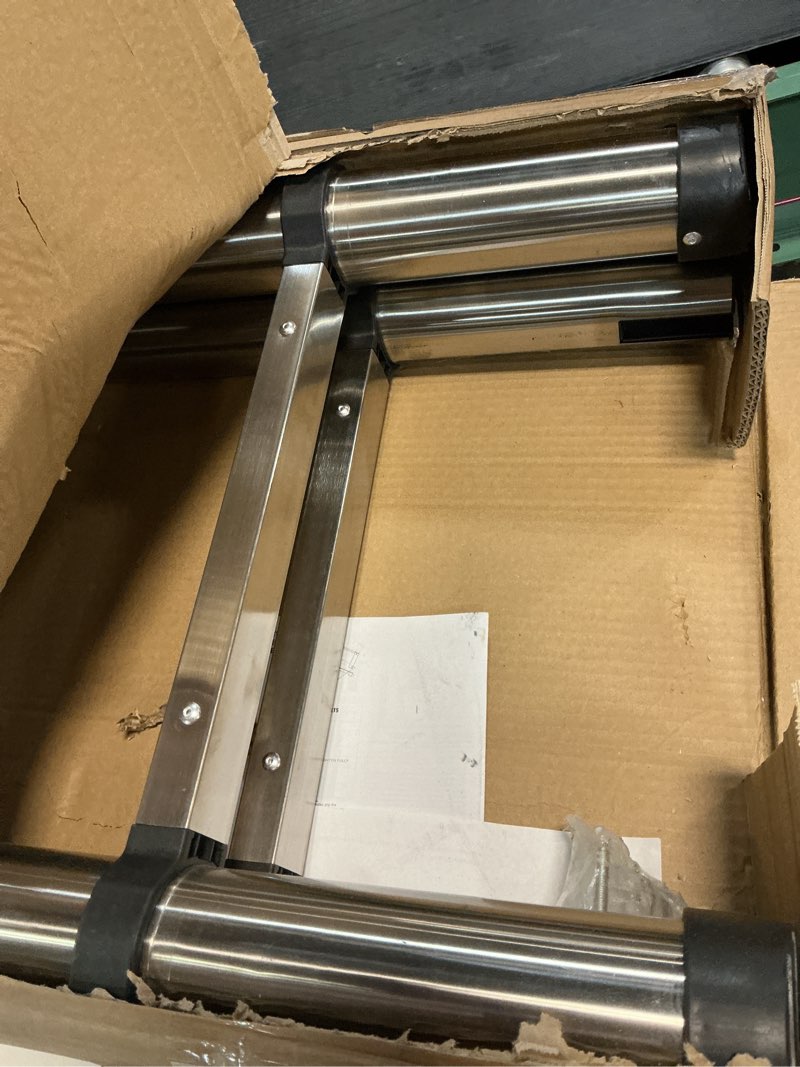 Condition photo showing Good Condition for dezex telescoping ladders 16.5ft a frame stainless steel folding extension ladder, with anti-slip balance bar & movable wheel, multi position collapsible ladder for outdoor indoor, 330lbs max capacity a frame(stainless steel) 16.5 ft