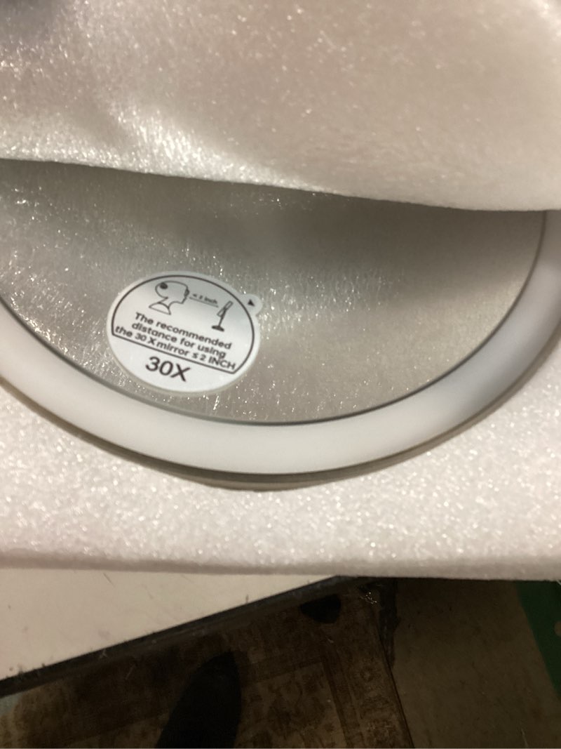 Condition photo showing Good Condition for makeup mirror with light, 30x magnifying mirror with 3 lights colors, 5000mah vanity mirror brushed nickel - 360° rotation, brightness adjustable magnification, modern style side touch + side charge brushed nickel 30x