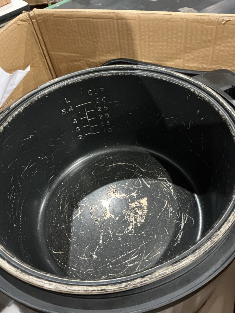 Condition photo showing As Is for (used)aroma housewares 60-cup (cooked) (30-cup uncooked) commercial rice cooker, stainless steel exterior (arc-1130s), silver