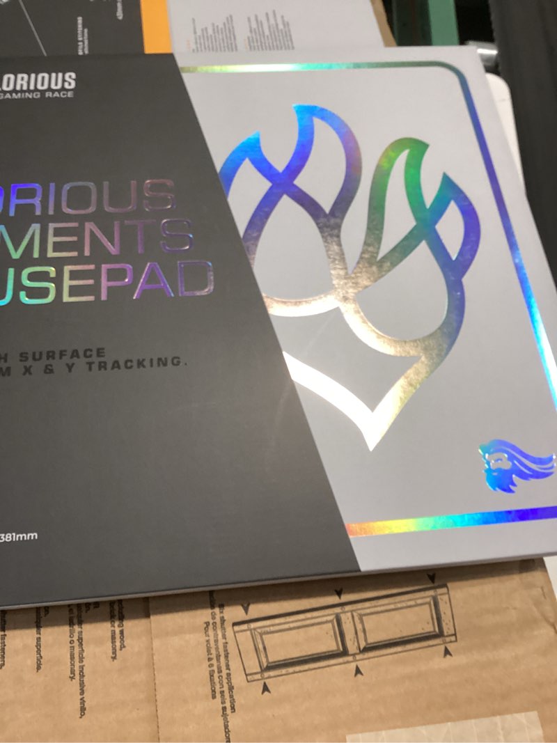 Condition photo showing As Is for glorious elements gaming mousepad - extra large mouse pad xl - foam core hybrid cloth - gaming desk pad 15"x17" (fire) 17l x 15w inches fire