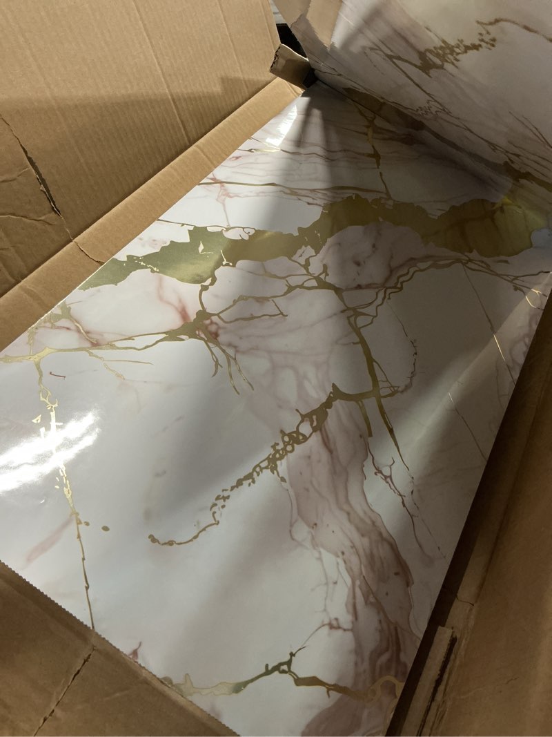Condition photo showing Good Condition for haimin wall panels peel and stick 10 pieces 23.6x11.8in (19.4 sq. ft. coverage) lightweight backsplash marble look tile (not real marble) ideal for kitchen bathrooms living rooms bedrooms white gold-03