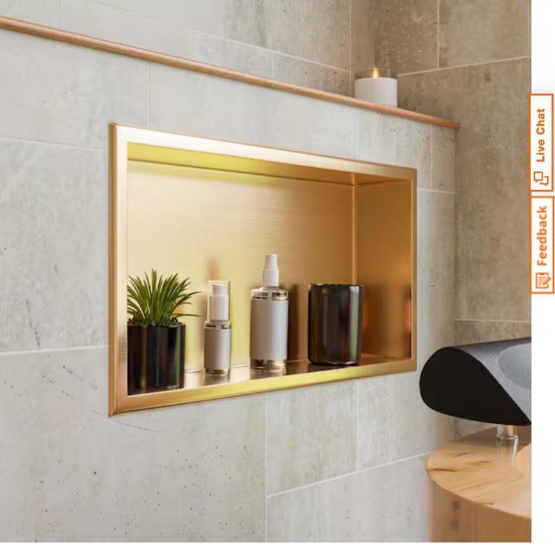24 in. w x 12 in. h x 4 in. d stainless steel shower niche in brushed gold pvd
