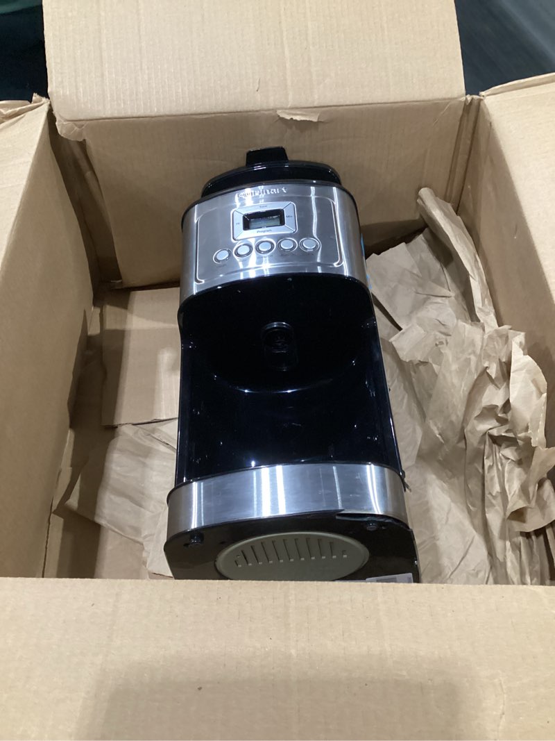 Condition photo showing As Is for Cuisinart 12-Cup Coffee Maker, Programmable PerfecTemp Thermal Carafe Coffee Machine with 1-4 Cup Setting, Brew Strength Control and Brew Pause, Stainless Steel, DCC-3400NAS, Silver, USED, MOT TESTED,  MISSING COFFEE POT