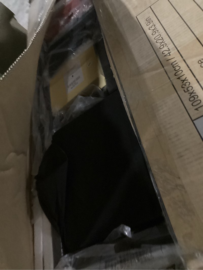 Condition photo showing New/Like New for Seventable Computer Desk with Power Outlets & LED Light, 39 inch Home Office Desk with 5 Drawers, Writing Desk with Monitor Stand,Work Desk for Home Office, Black Black 39 inch