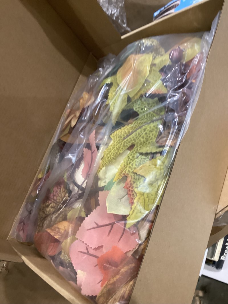 Condition photo showing New/Like New for Fall Garland 6 ft Fall Leaves Garland Pumpkin Vine with Berries Autumn Decorations for Fireplace Mantel Table Frame Doorway Party Thanksgiving Decor (Green and Brown)