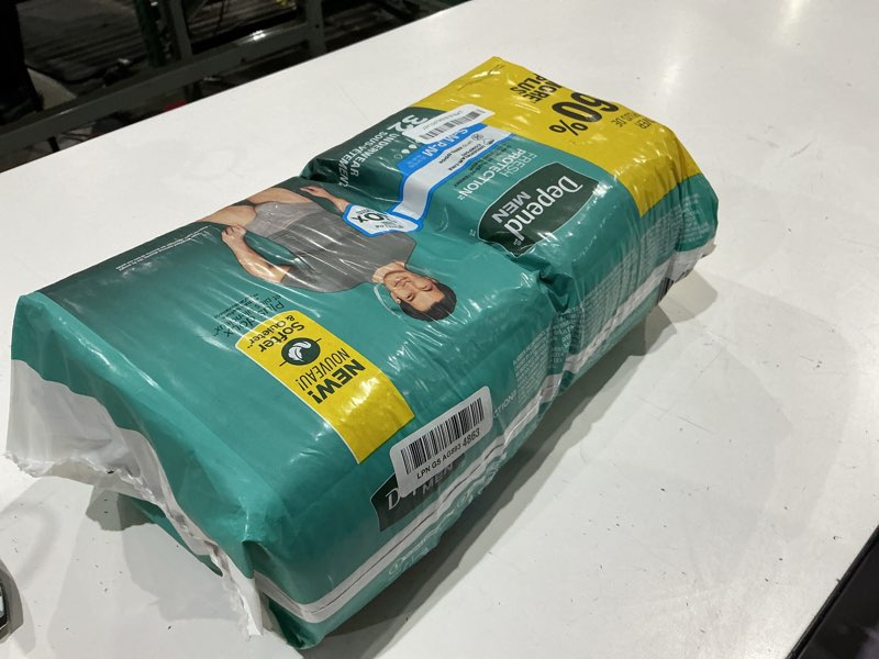 Condition photo showing New/Like New for depend fresh protection adult diapers, incontinence underwear for men, disposable, maximum, small/medium, grey, 32 count, packaging may vary small/medium 32