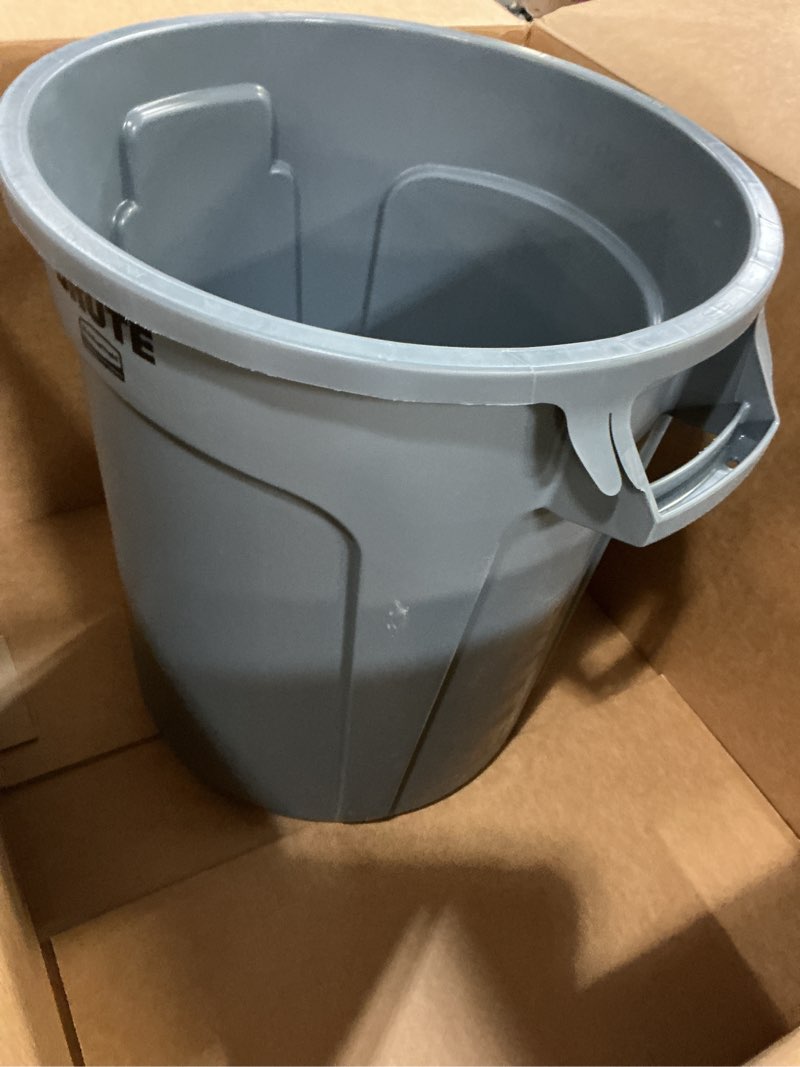 Condition photo showing Good Condition for rubbermaid commercial products brute heavy-duty round trash/garbage can, 10-gallon, gray, outdoor waste container for landscapers/construction/restaurants/office/warehouse/commercial environments gray 10 gallon