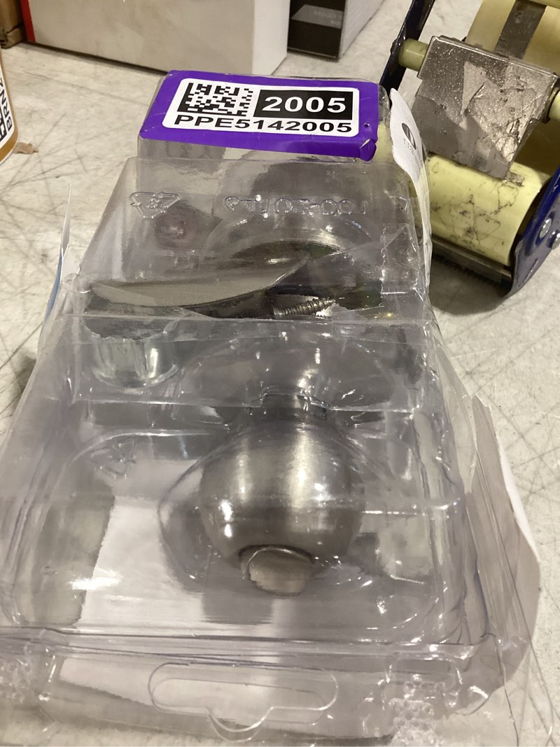 Condition photo showing As Is for kwikset polo satin nickel interior or bed/bath privacy door knob