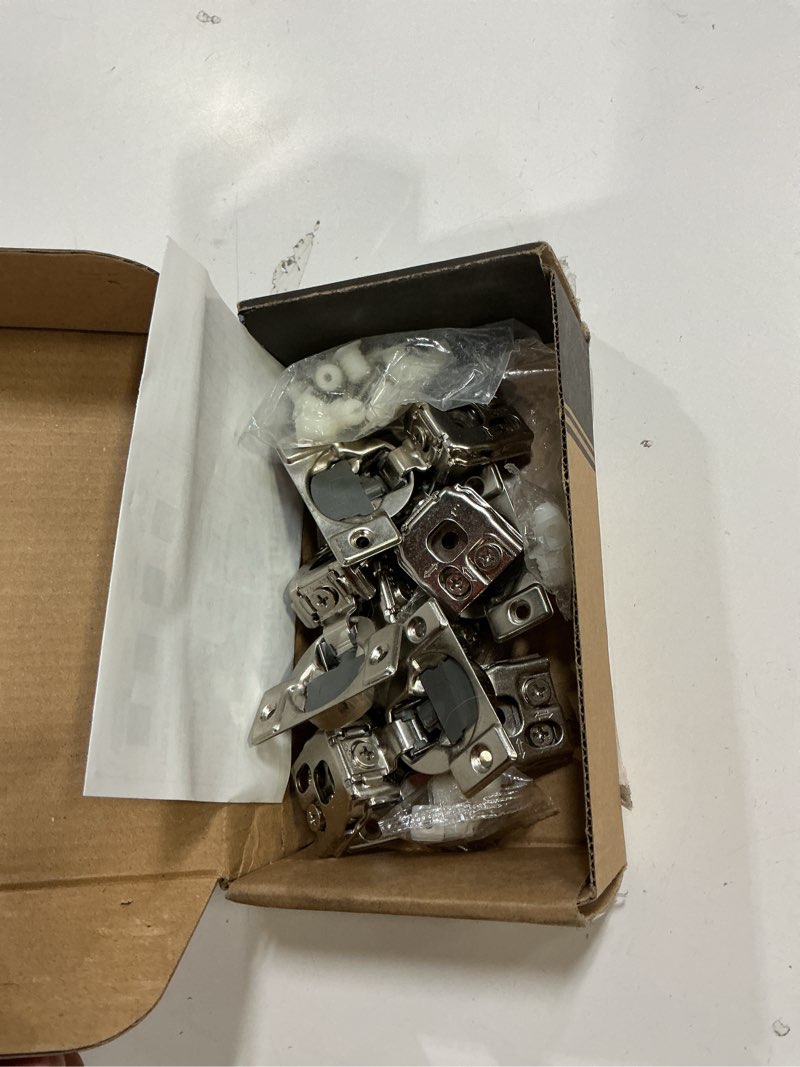 Condition photo showing As Is for 6 Pack 1" Overlay 3D Soft Close Concealed Hinge for Face Frame Door, Smooth Slow Self Closing Hinges, Satin Nickel, Hidden 105° Open Angle Stainless Steel Hinge for Kitchen Cabinet Door 1 inch Overlay 6 Pack