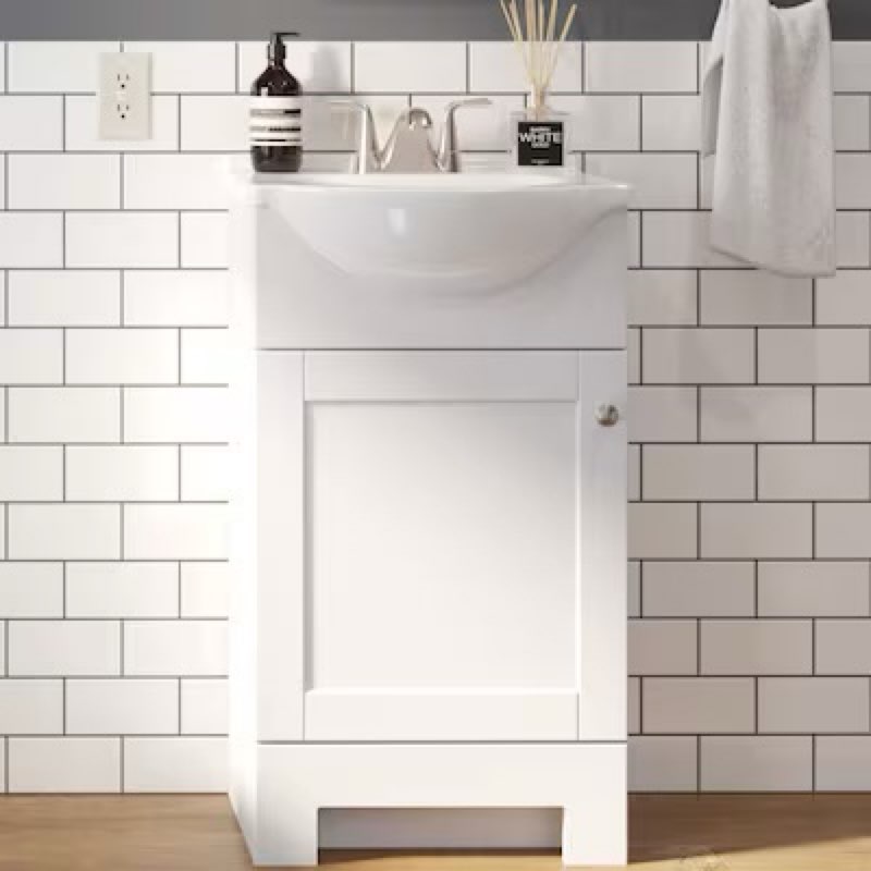 Project Source Euro 18-in True White Single sink Bathroom Vanity with White Cultured marble