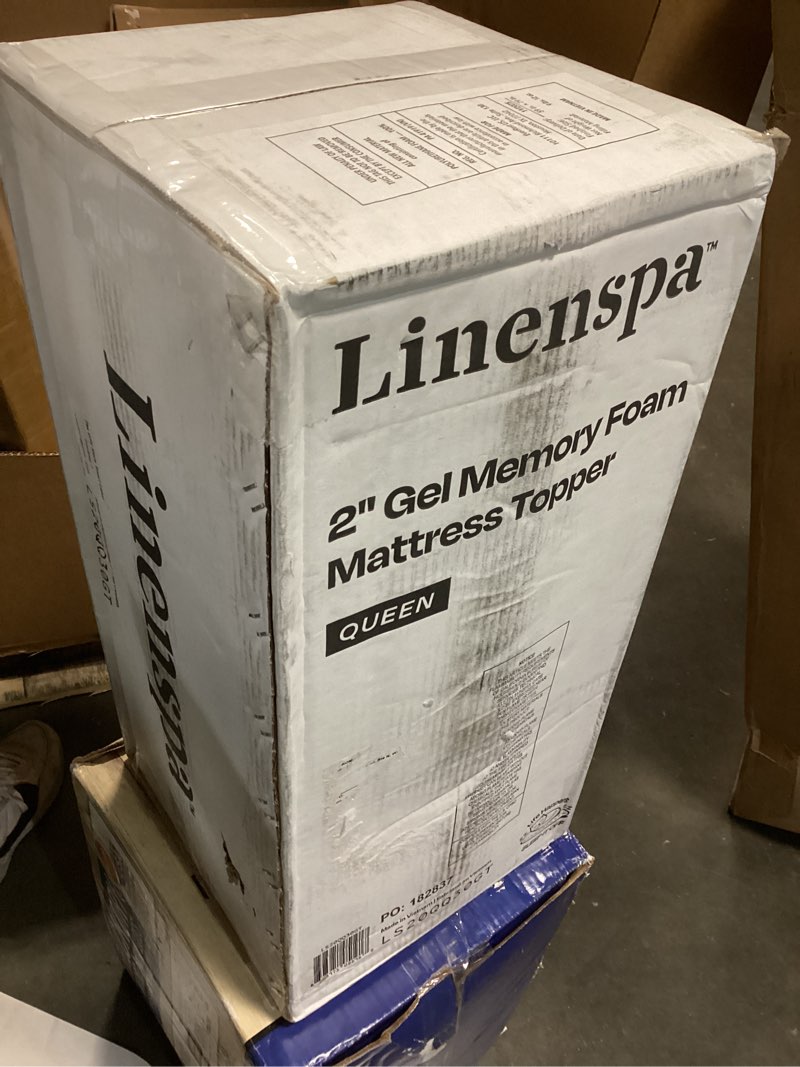 Condition photo showing New/Like New for linenspa memory foam mattress topper, queen size - 2 inch gel infused memory foam - plush feel - cooling and pressure relieving - certipur certified queen 2 inch classic gel