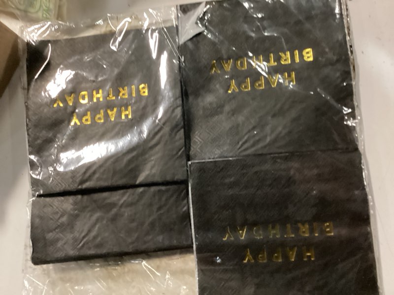 Condition photo showing New/Like New for vuzvuv 52 pack gold foil happy birthday cocktail napkins - birthday party dinner hand napkin for party supplies decorations table decor for women man(5" folded 3 ply-gold black)