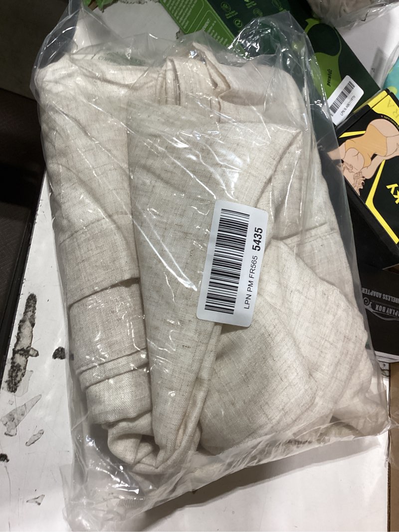 Condition photo showing New/Like New for jinchan beige linen curtains with white privacy lining natural lined curtains 63 inch light filtering drapes for living room bedroom neutral farmhouse cottage core home office decor back tab 2 panels 50"w x 63"l (pack of 2) lined ecru