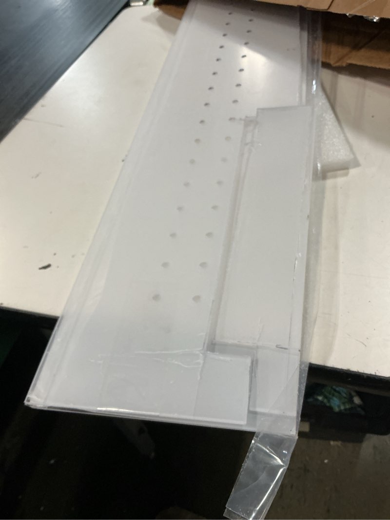 Condition photo showing As Is for sieral aquarium polycarbonate canopy set 35.13 x 17.13 x 0.12 inch for 50/65/84 gallon without center brace aquariums cover fish tank lid with a hook knife, breathable hole, handle clear clear 36x18in