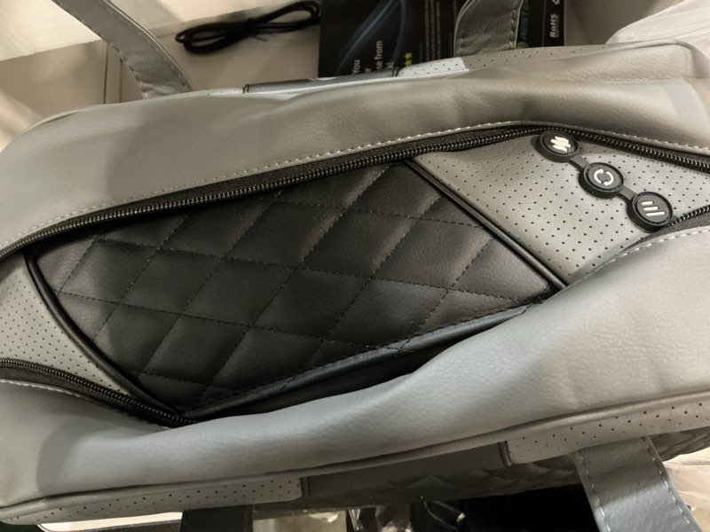 Condition photo showing As Is for resteck massagers for neck and back with heat - deep tissue 3d kneading pillow, electric shiatsu shoulder massage, foot, legs,body - relieve muscle pain - office, home & car black/grey