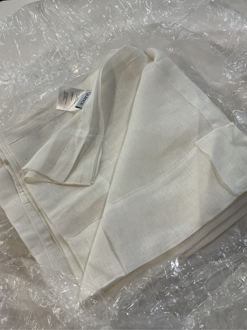 Condition photo showing Good Condition for european linen sheer curtain set, 48x96, white