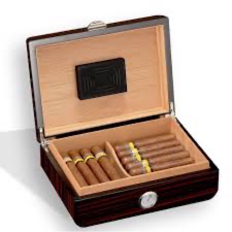 Cigar Box & Small Cigar Humidor Set, Cedar Lined, Magnetic Detachable Design, 30 Cigar Capacity, Tra