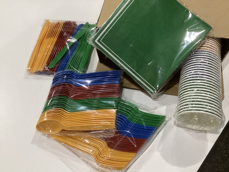Condition photo showing New/Like New for 336 Pcs Magic Wizard Party Supplies 7 Inch 9 Inch Disposable Paper Plates Napkins Paper Cups Plastic Cutlery Serve 48 Guests for Magical Wizard Tableware Set School Birthday Party Decor