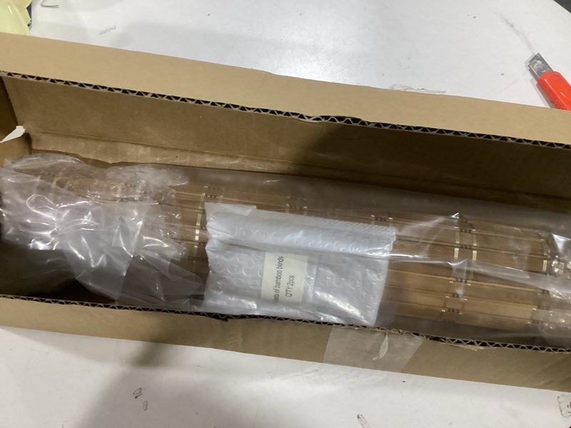 Condition photo showing Good Condition for LazBlinds No Tools No Drill Bamboo Roller Shades, Cordless Bamboo Blinds, Light Filtering Roll Up Blinds for Windows, French Door, Porch or Patio Privacy Screen, 18'' W x 24'' H, Brown206 Brown206 18'' W x 24'' H