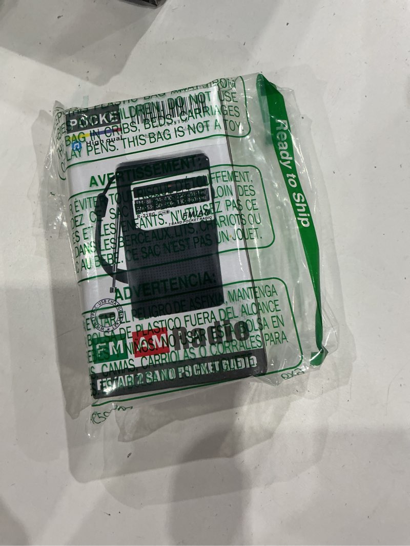 Condition photo showing Good Condition for portable radio am/fm with speaker, ac or battery am fm powered radios for travel with 3.5mm headphone jack and frequency tuner, telescopic antenna
