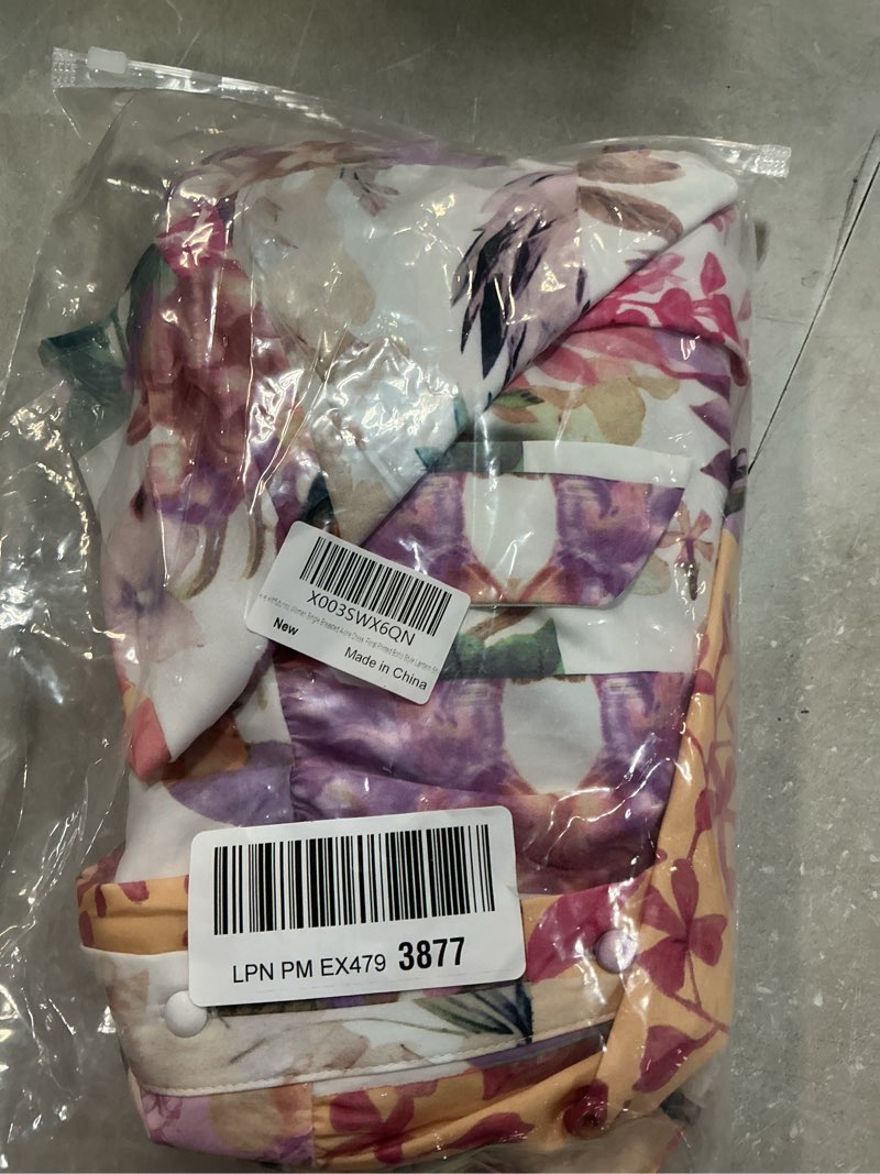 Condition photo showing New/Like New for futurino Women Single Breasted A-line Dress, Floral Printed Boho Style Lantern Short Sleeve with Belt Summer Dress X-Large Pink