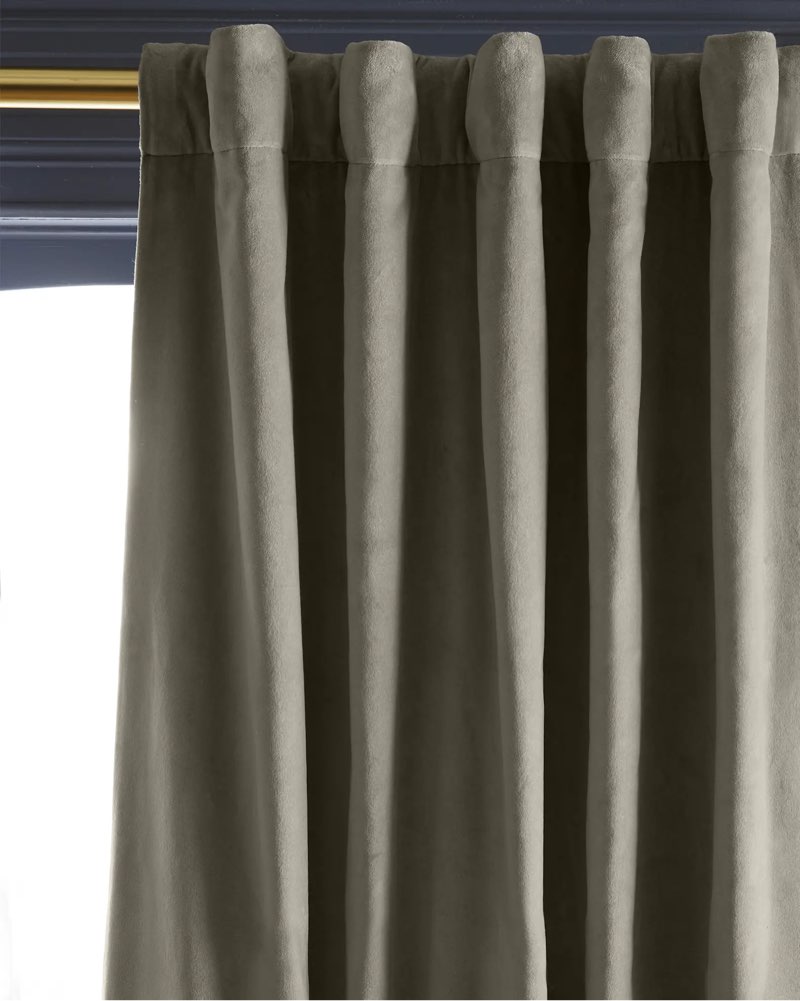 cotton velvet curtain - single panel light grey size 48in x 96in