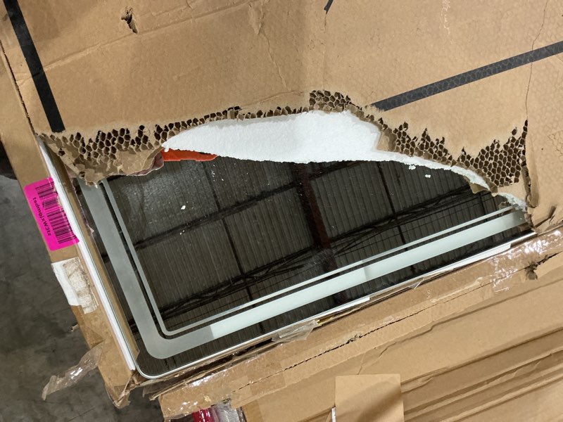 Condition photo showing New/Like New for 16" x 24" led bathroom mirror with lights, rounded rectangle silver frame embedded light strip design vanity mirror, 3 colors & stepless dimmable, anti-fog, horizontal/vertical silver 16"l x 24"w