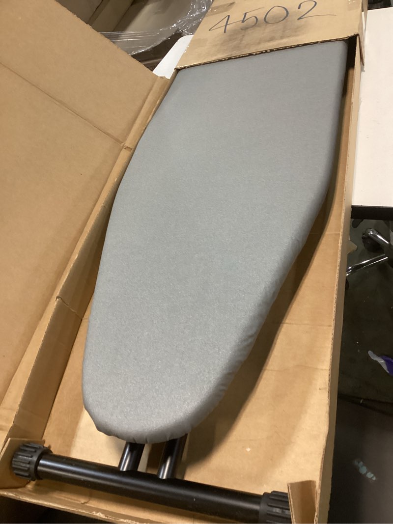 Condition photo showing Good Condition for Height-Adjustable Ironing Board with Steam Stand, Heat-Resistant Foldable Heavy-Duty Ironing Board with Sturdy Steel Legs for Home and Dorm (Grey, 43x13) Gray 43"L x 13"W