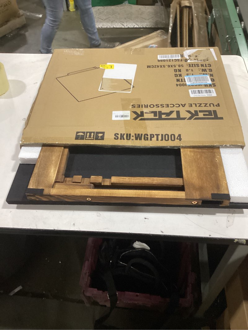 Condition photo showing New/Like New for Tektalk Foldable Jigsaw Puzzle Board with 3 Angle Adjustable Bracket/Stand, Lightweight Portable Puzzle Mat Plateau with Wooden Easel, Foldaway Felt Puzzle Table, for Up to 1000 Pieces - Black