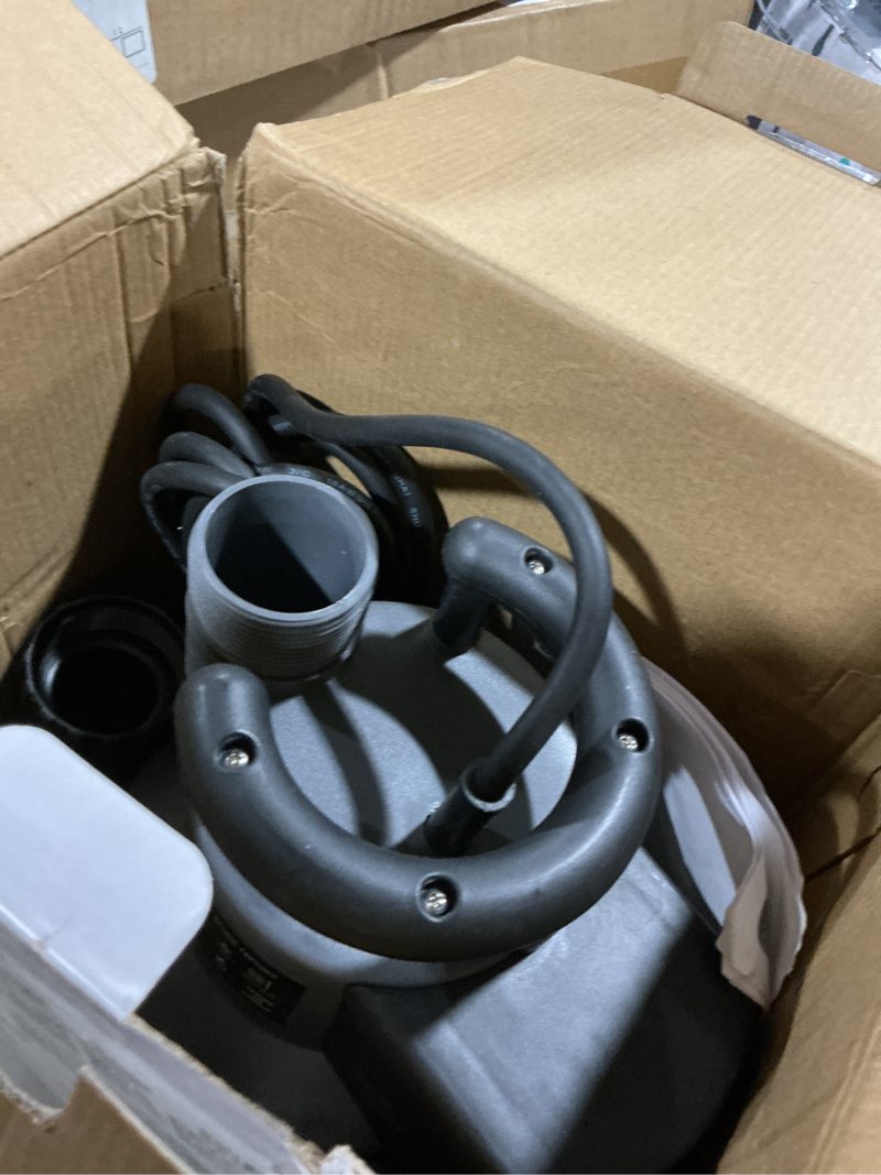 Condition photo showing As Is for fluentpower 1/2hp submersible sump pump 2500gph utility water pump, auto/manual control by integrated float switch, with 16.4 ft cord for pool tub garden pond flooded basement draining 0.5 horsepower