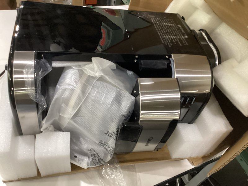 Condition photo showing As Is for gevi 10-cup drip coffee maker with built-in burr grinder & programmable timer, 1.5l water tank, auto keep-warm, reusable filter - fresh ground coffee machine (black) 12.4\"d x 8.4\"w x 16.9\"h, not tested, incomplete