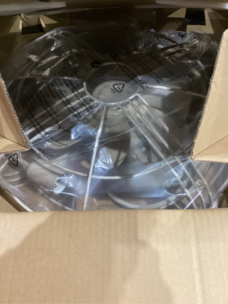 Condition photo showing Good Condition for GESUM Caged Farmhouse Bladeles Ceiling Fan with Light and Remote Control for Bedroom Kitchen Living Room ,Black Low Profile Flush Mount Ceiling Fan(4 Bulbs not Included) Gray