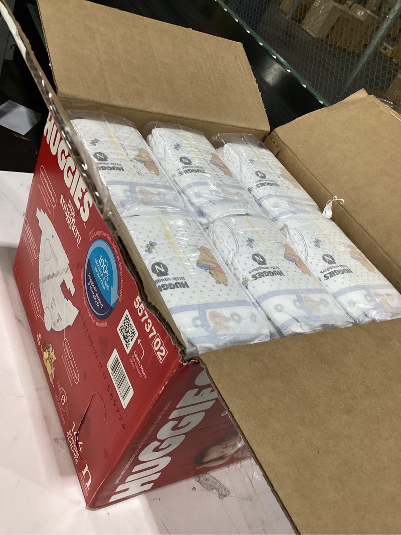 Condition photo showing Good Condition for huggies size newborn diapers, little snugglers baby diapers, size newborn (up to 10 lbs), 144 count, packaging may vary