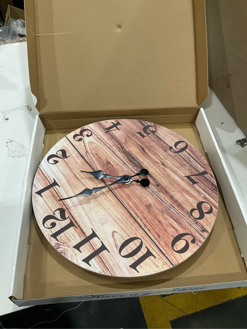 Condition photo showing Good Condition for xnm wood wall clocks battery operated 14 inch brown rustic wall clock for living room decor silent wall clock non ticking (mdf no solid wood) 14 inch brown1