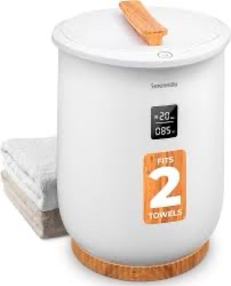 serenelife digital display bucket towel warmers, white large towel warmer for spa and bathroom, luxu