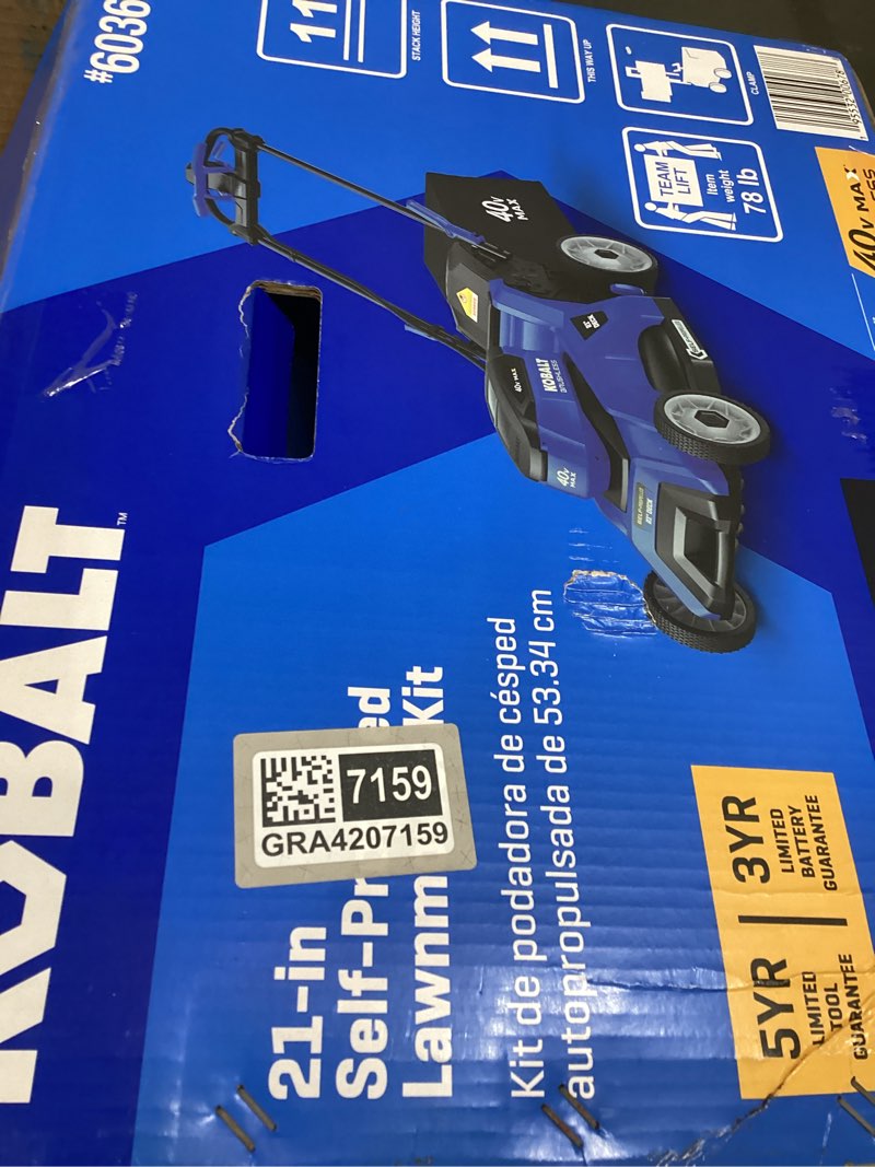 Condition photo showing Good Condition for kobalt 40-volt 21-in brushless battery push lawn mower 6 ah (battery and charger included)