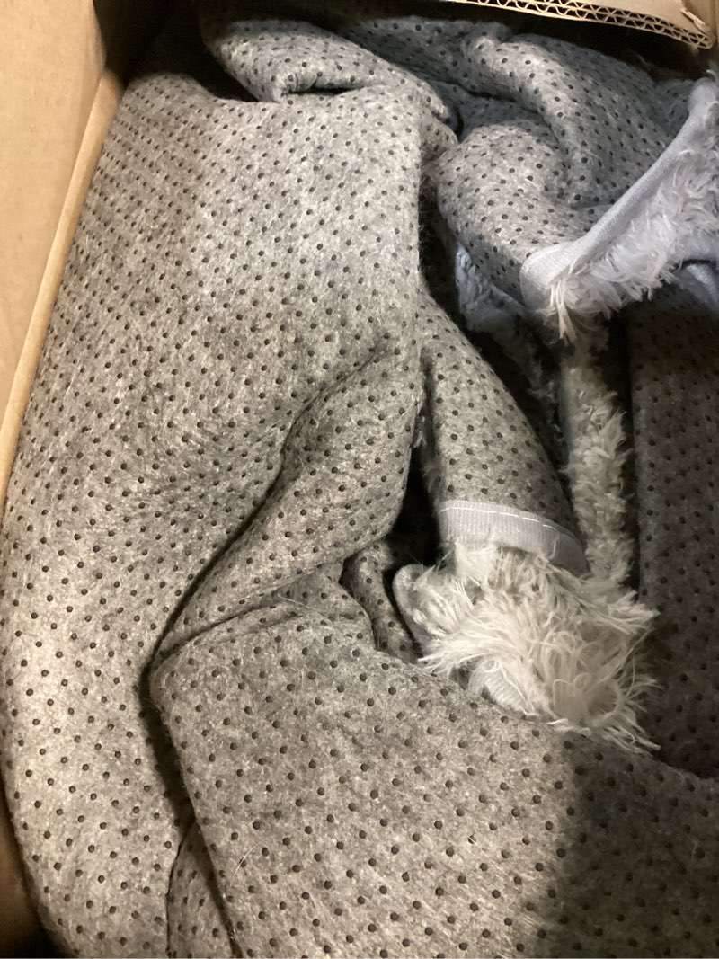 Condition photo showing As Is for Grey Fluffy Rug for Bedroom 6x9 ft - Ultra Soft & Non Slip Shaggy Area Rug, Comfy Durable Carpet for Living Room Kids Room Teens Dorm Home Decor, 1.7'' Thick Indoor Plush Carpets Tie-dye Gray 6x9 feet